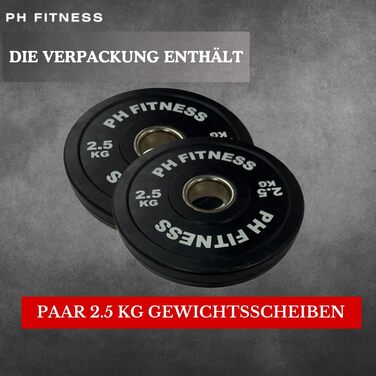 Олімпійські гумові диски PH Fitness 50 мм, чорні – комплект для штанги, для залу та дому, для важкої атлетики та силових тренувань