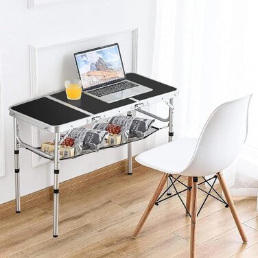 Стіл для кемпінгу CPROSP, розкладний, 90x40 см, чорний, регульована висота 26-70 см