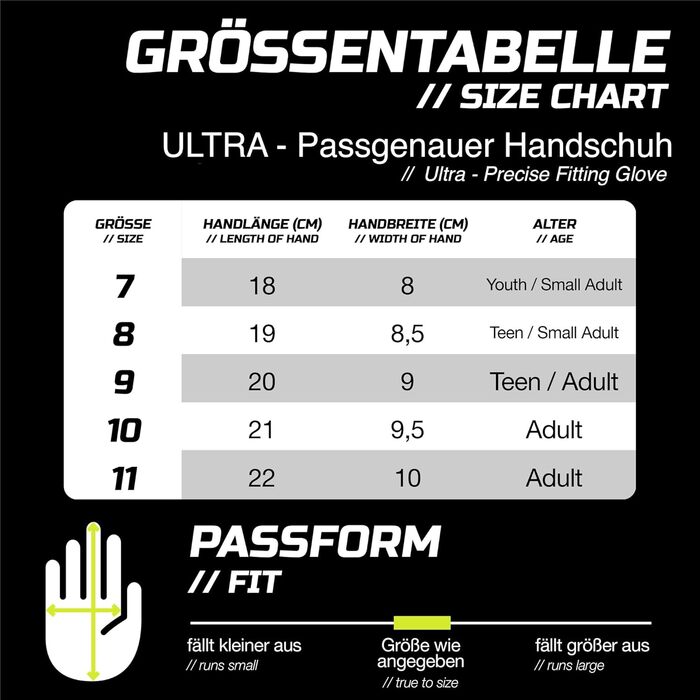 Воротарські рукавички GRIPMODE Torwarthandschuhe Herren Ultra Hybrid 2.0 - ультралегкі рукавички з подовженою зоною захвату та латексним покриттям Griptec® для футболу, розмір 7-11