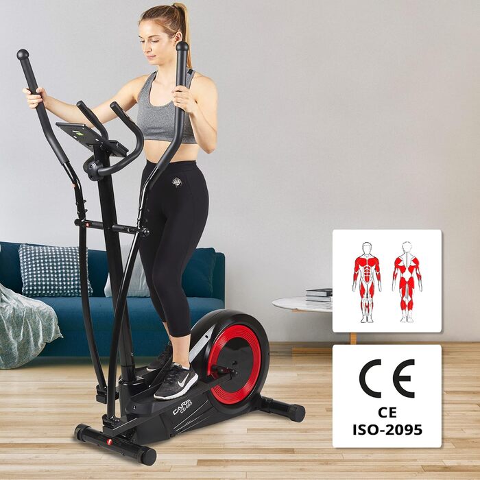 Еліптичний тренажер Care Fitness CE-665 з моторизованим регулюванням опору - 21 програма тренувань, 20 кг маховик, 24 рівні опору