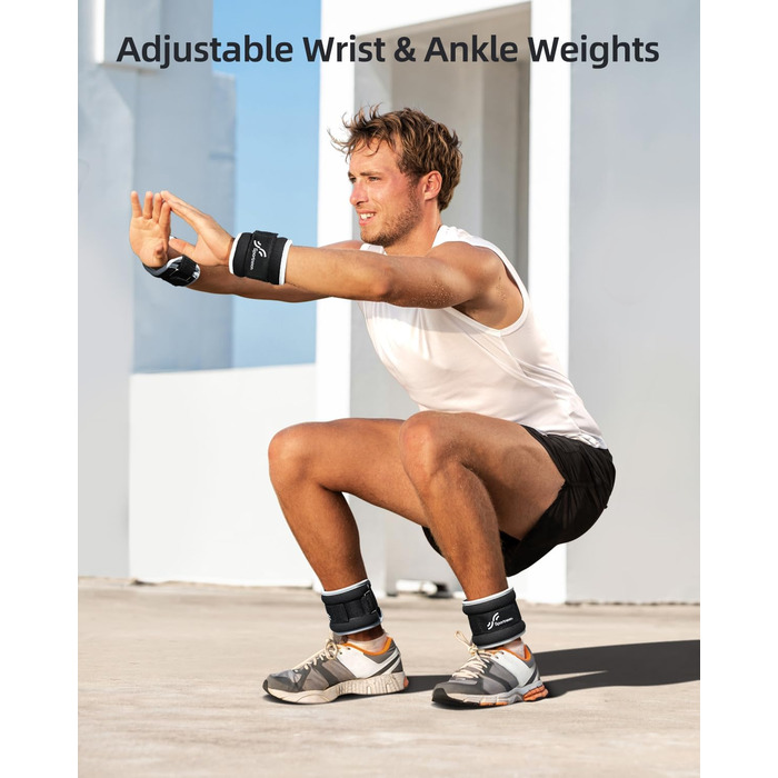 Набір вантажних манжет Sportneer для ніг та рук - 1 кг * 2 шт, чорний