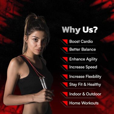 Скакалка Fit Vikings – регульований, легкий, для CrossFit, боксу, MMA, фітнесу, Double Unders, кардіотренувань – PREMIUM якість