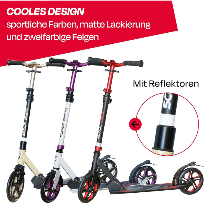 Алюмінієвий самокат S1 / S2 – регульований по висоті, ABEC 7 (червоний, Scooter S 1 Pro)