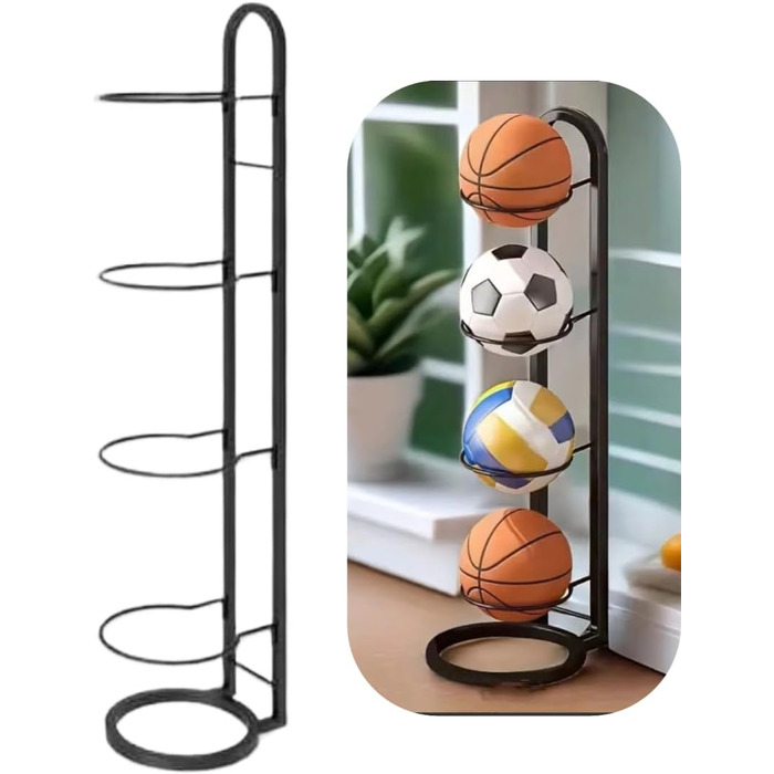 Металевий стійкий органайзер для м'ячів на 4 яруси - футбольні, баскетбольні, волейбольні