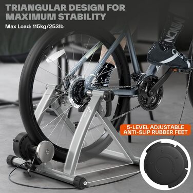 Роликовий тренажер Sportneer для велосипеда - магнітний тренажер для 26-28' та 700C, 6 рівнів опору, для занять в приміщенні, з низьким рівнем шуму