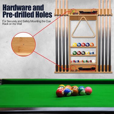 Стенд для київ (8 шт.) та м'ячів, бамбуковий, аксесуар для більярдного столу