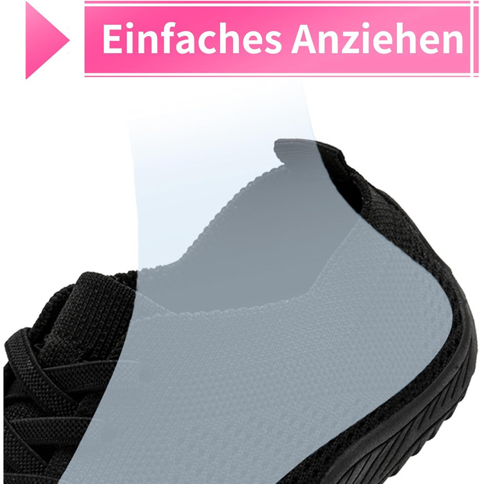 Жіночі кросівки Barfuss - легкі та зручні тапочки для дому та занять спортом, чорного кольору, розмір 39 EU