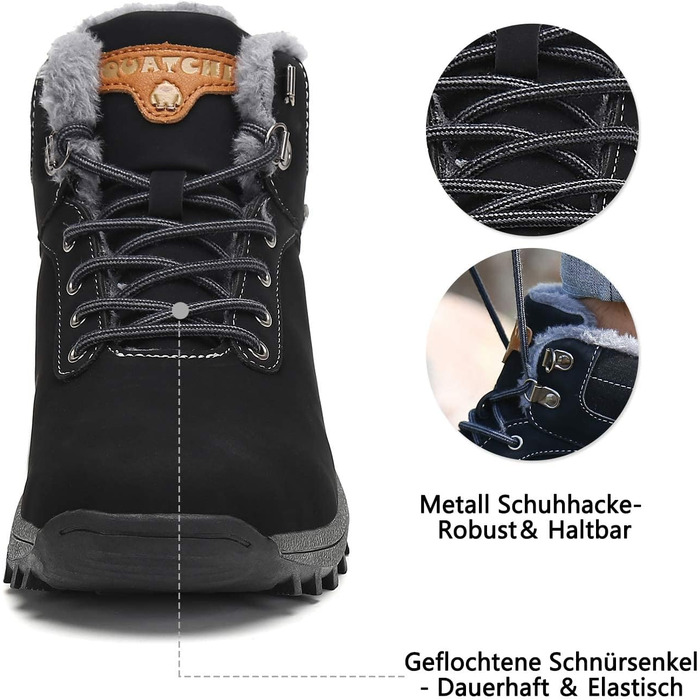 Зимові черевики для чоловіків та жінок. Теплі зимові чоботи Outdoor. Чорні черевики для снігу, 40 EU