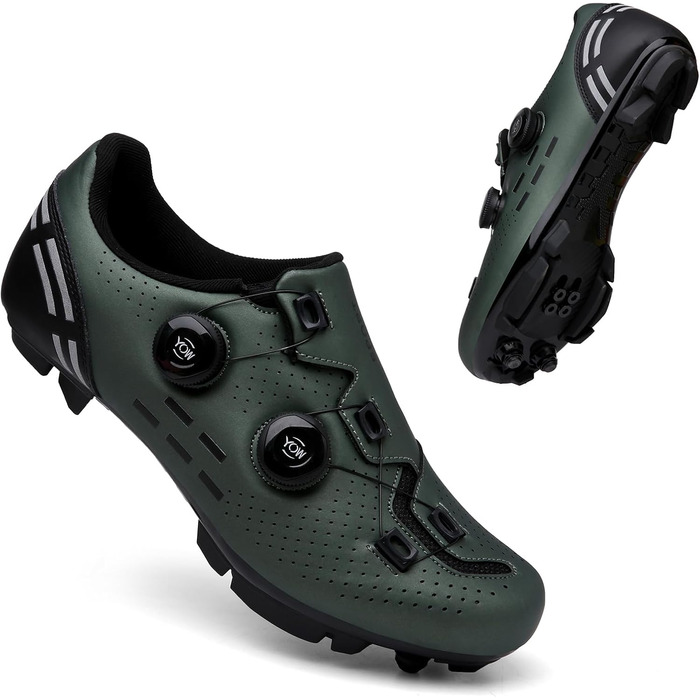 Велосипедні шкарпетки для чоловіків: MTB, шосе, маунтінбайк, з кріпленням для підошви 2 отвори, з пряжкою, 44 EU, зелені