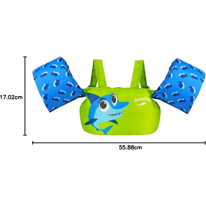 Надувні рукавики для плавання Gogokids Green Shark для дітей 2-6 років (15-30 кг)
