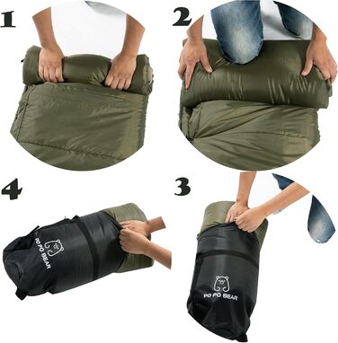 Сплячий мішок PO PO BEAR Zero Degree для дорослих, 100% бавовняний фланель, великий, 84' x 40', ліва блискавка (84' x 40' права блискавка, зелений)