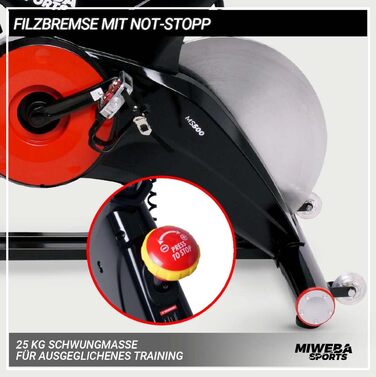 Велотренажер Miweba Sports Profi MS500 для дому, 25 кг маховик, навантаження до 150 кг, пульсомір, плавне регулювання опору, спінбайк, ергометр