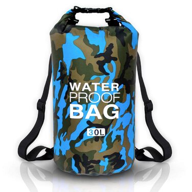 Водонепроникна сумка Dry Bag об'ємом 10L, 20L, 30L з регульованим плечовим ременем для плавання, рафтингу, кемпінгу, риболовлі, катання на човні, походів, каякінгу. Колір: блакитний (3000)