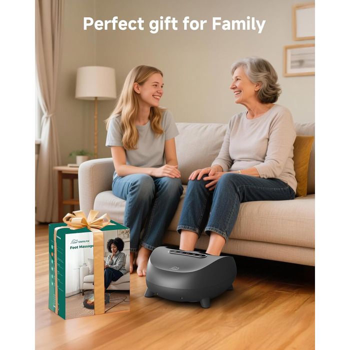 Електричний масажер для ніг Snailax Shiatsu з підігрівом та глибоким розминанням. Для лікування п'яткової шпори, подарунок для жінок/чоловіків. Розмір 48, срібний колір.