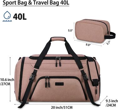Спортивна сумка Dakuly 40L/55L з відділенням для взуття та вологих речей, дорожня сумка для чоловіків і жінок, чорна/сіра/рожева
