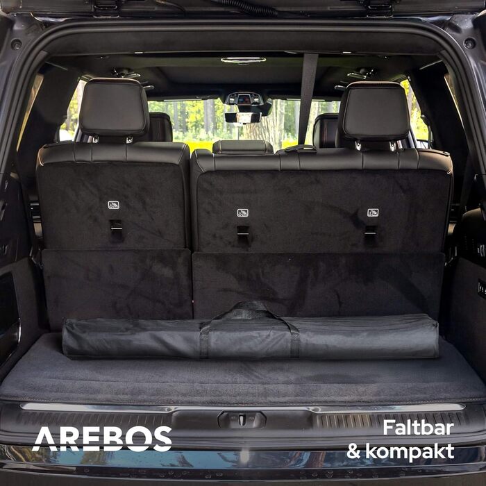 Столик туристичний складний Arebos 90x51,5 см, регулювання висоти 47-69 см, чорний | Для кемпінгу, саду, грилю, пікніка