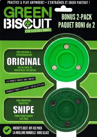 Тренувальні шайби Green Biscuit Combo для пасу та кидків: Original зелена (пас), Snipe темно-зелена (кидки)