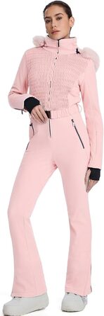 Жіночий гірськолижний комбінезон HOTIAN: водонепроникний, вітронепроникний, теплий, з капюшоном, рожевий