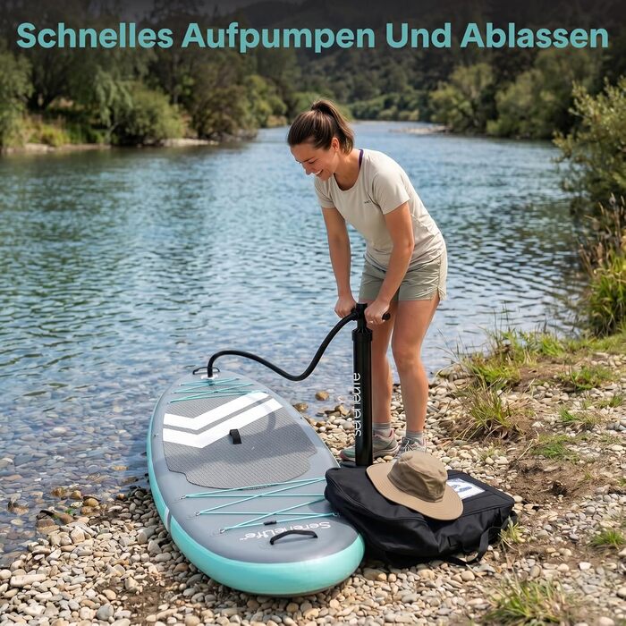 Надувний SUP дошка SereneLife 84x32 см до 160 кг для дорослих - комплект з веслом, насосом, рюкзаком