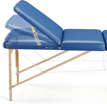 Мобільний масажний стіл Beltom® з 3 зонами, 180 x 56 см. - Легкий (13,3 кг) з аксесуарами (14,5 кг) - масажний стіл, спинка, масажна банка, косметологічний стіл, розкладний, блакитний