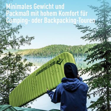 Каремат Sea to Summit Comfort Light Self Inflating Regular Green - самонадувний килимок для туризму, піших прогулянок, 2.5 сезони, з технологією Delta Core та системою Packsack & Pillow Lock