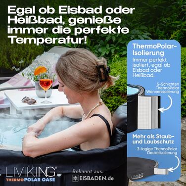 Тонна для крижаних ванн Eisbad, 120 см, комплект KOMFORT, для дорослих, мобільна, Outdoor, зелений евкаліпт, ThermoPolar Oase