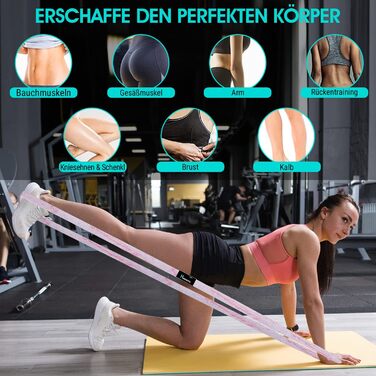 Набір з 3 еластичних стрічок для фітнесу - антиковзкі, дихаючі та еластичні - стрічки для м'язів, йоги, пілатесу та тренувань всього тіла - миються, довговічні та з сумкою. Довгі фітнес-стрічки з марочним дизайном.