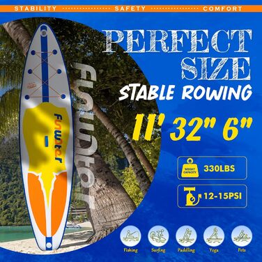 Надувне SUP-борд FunWater: комплект з аксесуарами (весло, насос, рюкзак, лінія, водонепроникний мішок)