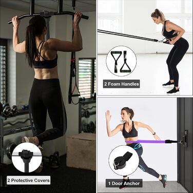 Фітнес гумки WuGU, набір з 4 рівнями опору, еластичні гумки для фітнесу, силових тренувань, йоги та пілатесу (фіолетовий, чорний, червоний, жовтий)