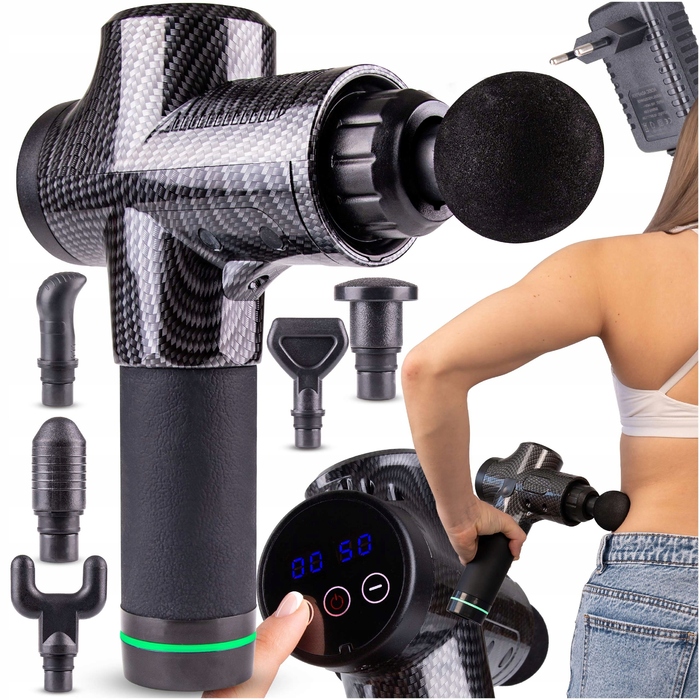 Перкусійний масажер для тіла та спини Massage Gun: професійний набір з 8 насадок