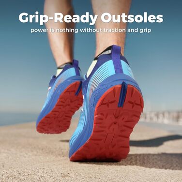 Кросівки для бігу FitVille чоловічі широкі (46 EU) – бігові, трекінгові, для вулиці, фітнесу, широкі, Turbo Blue Neon