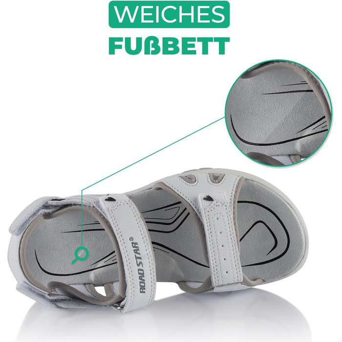 Трекінгові сандалії Fusskleidung® для жінок та чоловіків, легкі літні сандалії з міцною протектором, біло-сірі, розмір 38 EU