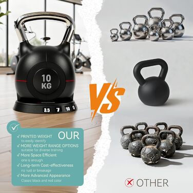 Кетлбел регульований 7-в-1, 10 кг, для дому, чорний | Набір гантелей-кетлбелів для фітнесу | Спортивне обладнання для дому