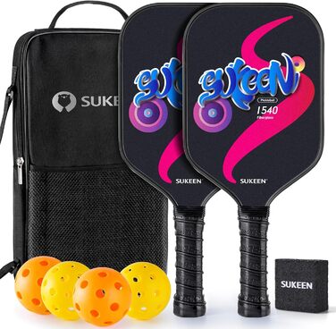 Набір пікбол-ракетки Sukeen: 2 ракетки з фібергласовою поверхнею. Підходить для чоловіків та жінок.