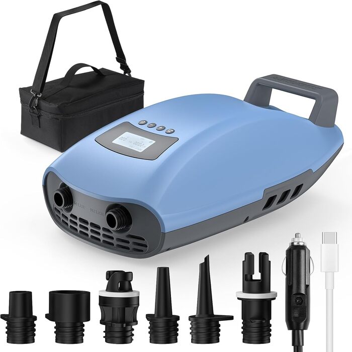 Swonder SUP-насос акумуляторний з швидкою зарядкою, 20PSI, 6000mAh, з автоадаптером (Ice Blue)