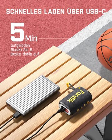 Електричний насос Fanttik X8 Nano для м'ячів, ультрашвидке накачування, портативна повітряна помпа з точним цифровим манометром і LCD-дисплеєм для баскетбольних, футбольних, волейбольних та регбійних м'ячів