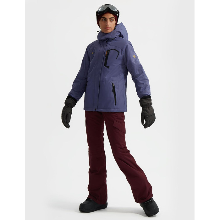 Жіноча лижна куртка GEMYSE: водонепроникна, тепла, вітрозахисна, зимова, сіра, фіолетова, XL