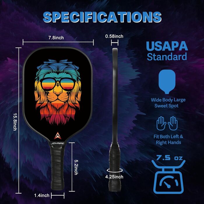 Набір для піклболу: 2 ракетки з серцевиною з волокна, 4 м'ячі та сумка. Підходить для дорослих та дітей, початківців