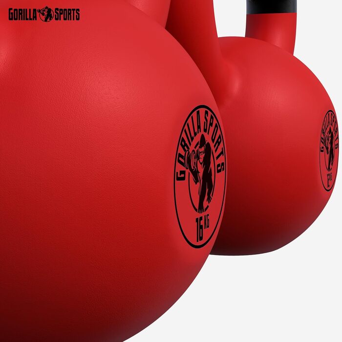 Гиря GORILLA SPORTS 2-32 кг, чавунна, вінілова, для фітнесу та силових тренувань