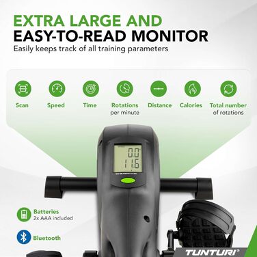 Велотренажер Tunturi Cardio Fit M40 для дому з Bluetooth, 8 рівнів навантаження, магнітне гальмування, мінібайк під стіл