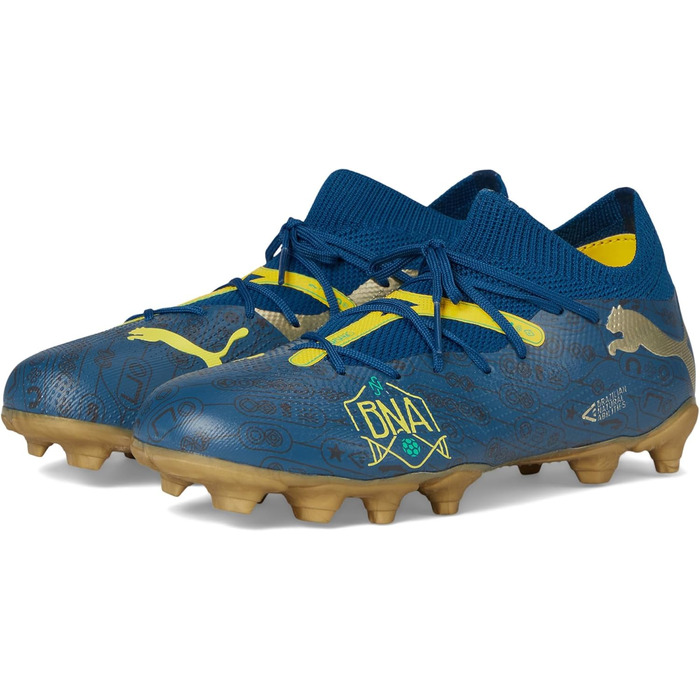 Дитячі футбольні бутси PUMA Future Match FG/AG Jr - для гри на траві та штучному покритті (33 EU, синій, жовтий)