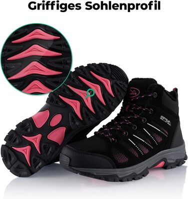 Черевики для піших прогулянок Softshell для жінок та чоловіків, зимові, утеплені, чорно-рожеві (36 EU)