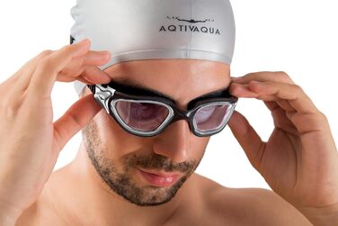 Окуляри для плавання AqtivAqua DX з широким оглядом, UV-захистом, антифогом, герметичні, для басейну та відкритої води, регульований силіконовий ремінець, для дорослих і підлітків