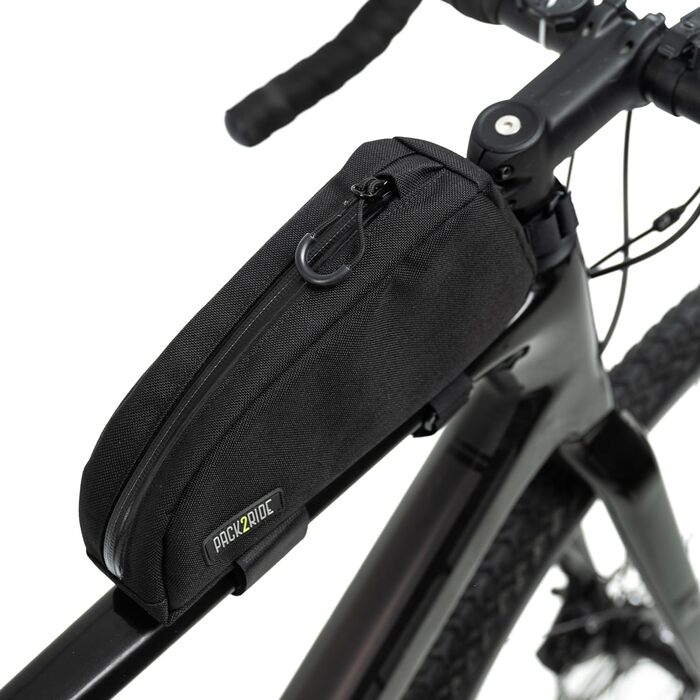 Велосумка PACK2RIDE Onedrop на раму, водостійка Cordura, 1.2 л, чорна – верхня трубка, для велоподорожей, байкпакінг