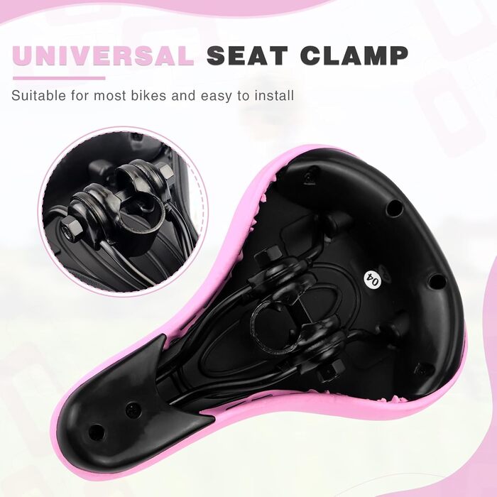 Дитячий велосипедний сідло – м'яке та водонепроникне сідло для хлопчиків/дівчаток – антиковзне покриття, широке велосипедне крісло Dual Shock для 12, 14, 16, 18, 20 дюймових гірських велосипедів, Чорний/Червоний (Великий рожевий квітка)