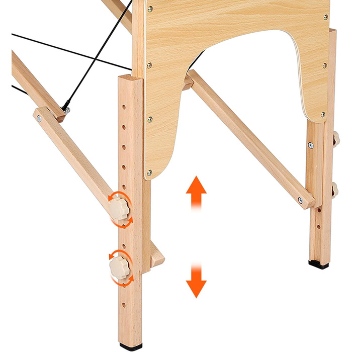 Масажний стіл Yaheetech з 2 зонами, портативний, регульована висота, дерев'яні ніжки, з підголовником та підлокітниками, 213 x 82 x 85,5 см, до 250 кг, кремовий