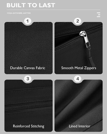 Сумка для йоги Gonex Canvas Extra Large: Водонепроникна спортивна сумка для килимка, блоків та подорожей, Чорна L