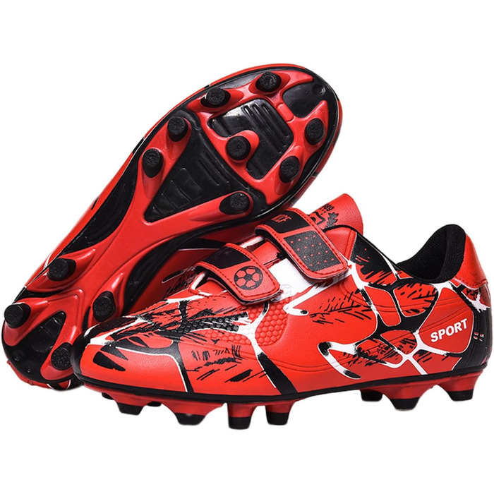 Дитячі футбольні бутси Kinder - червоні, унісекс, з кріпленням на липучці, для тренувань та гри на траві, розмір 34 EU