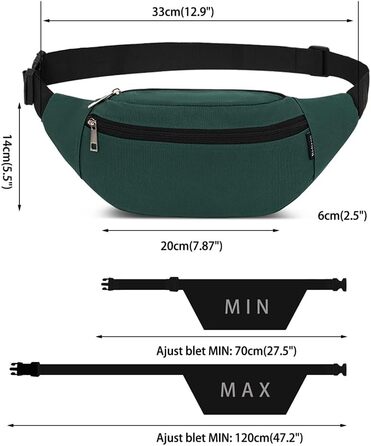 Сумка на пояс Bauchtasche унісекс (33x6.5x14 см), оливкова - для спорту, фітнесу, велосипеда, кемпінгу. З відділенням для телефону