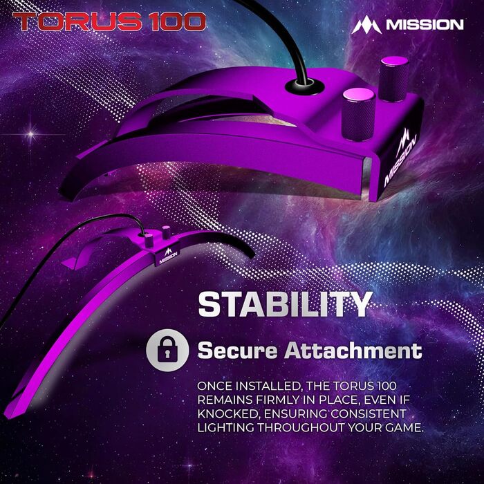 Світлодіодне освітлення для дартсу Mission Darts TOR100 Torus 100, складане, портативне, металевий фіолетовий колір